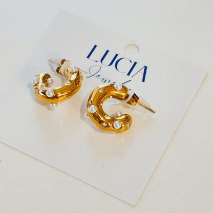 Pearl + CZ Chunky Hoops