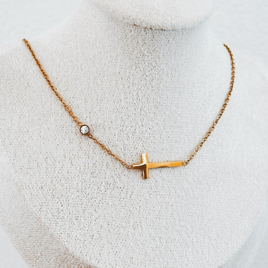 Sideways Cross Necklace